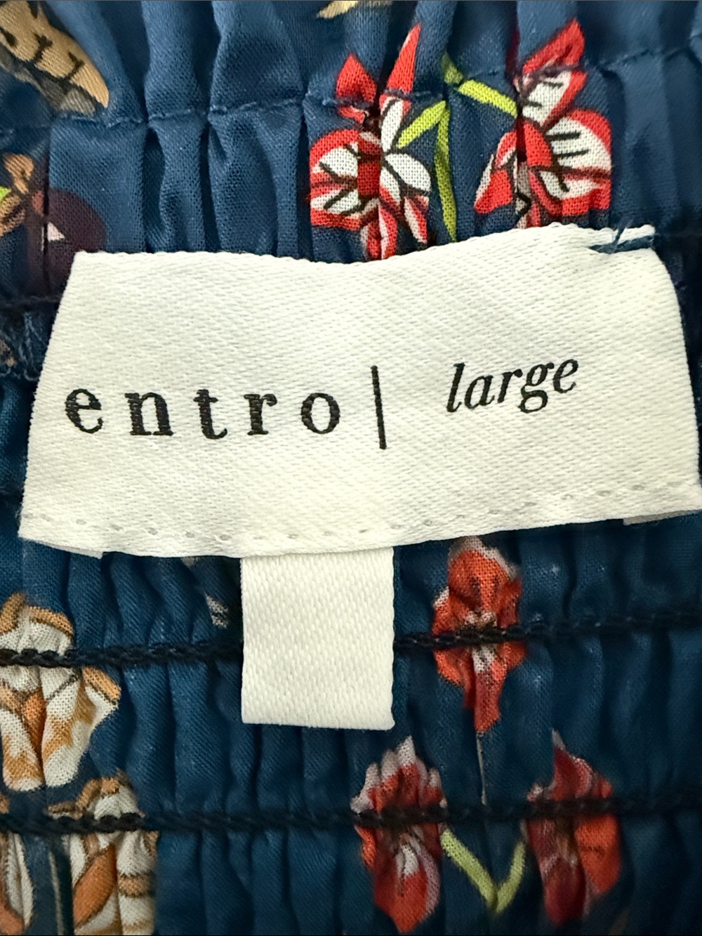 entro Navy Floral Smocked Midi Dress - Picture 7 of 10